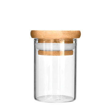 Amazon Top Seller 2019 Borosilicate Honey Candy Herb Weed 350ml 400ml Food Storage Glass Jar with Airtight Bamboo Lid